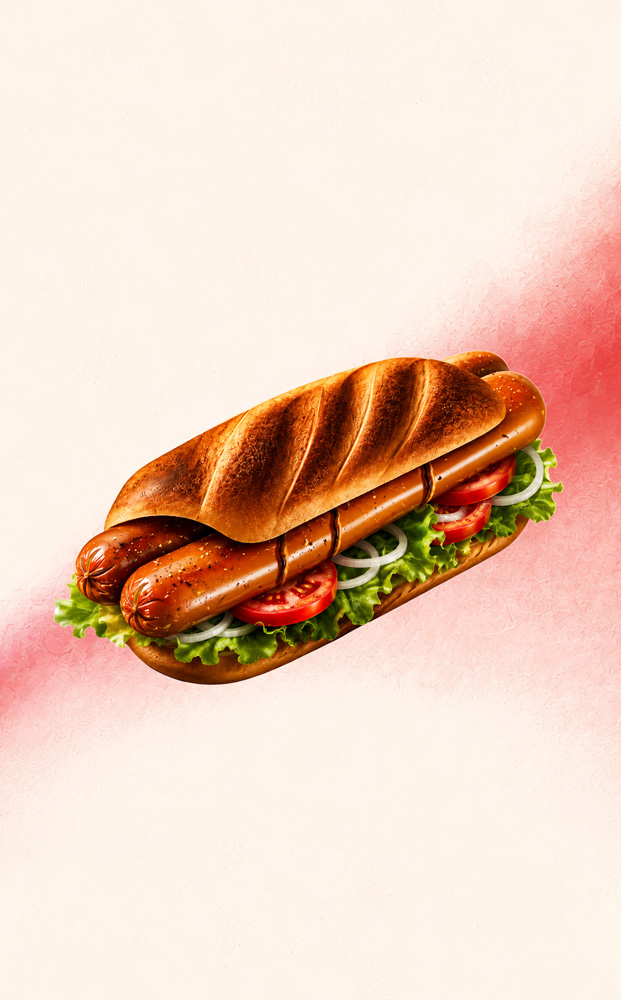 Illustration von Double Hot Dogs