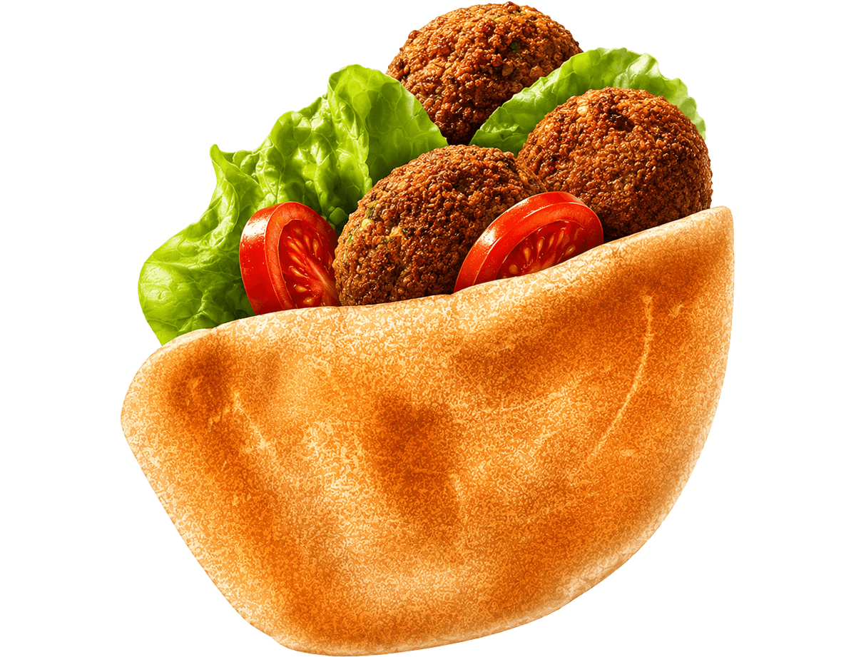 Illustration einer Pita mit Falafel