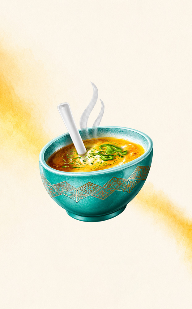 Illustration einer heißen Suppe