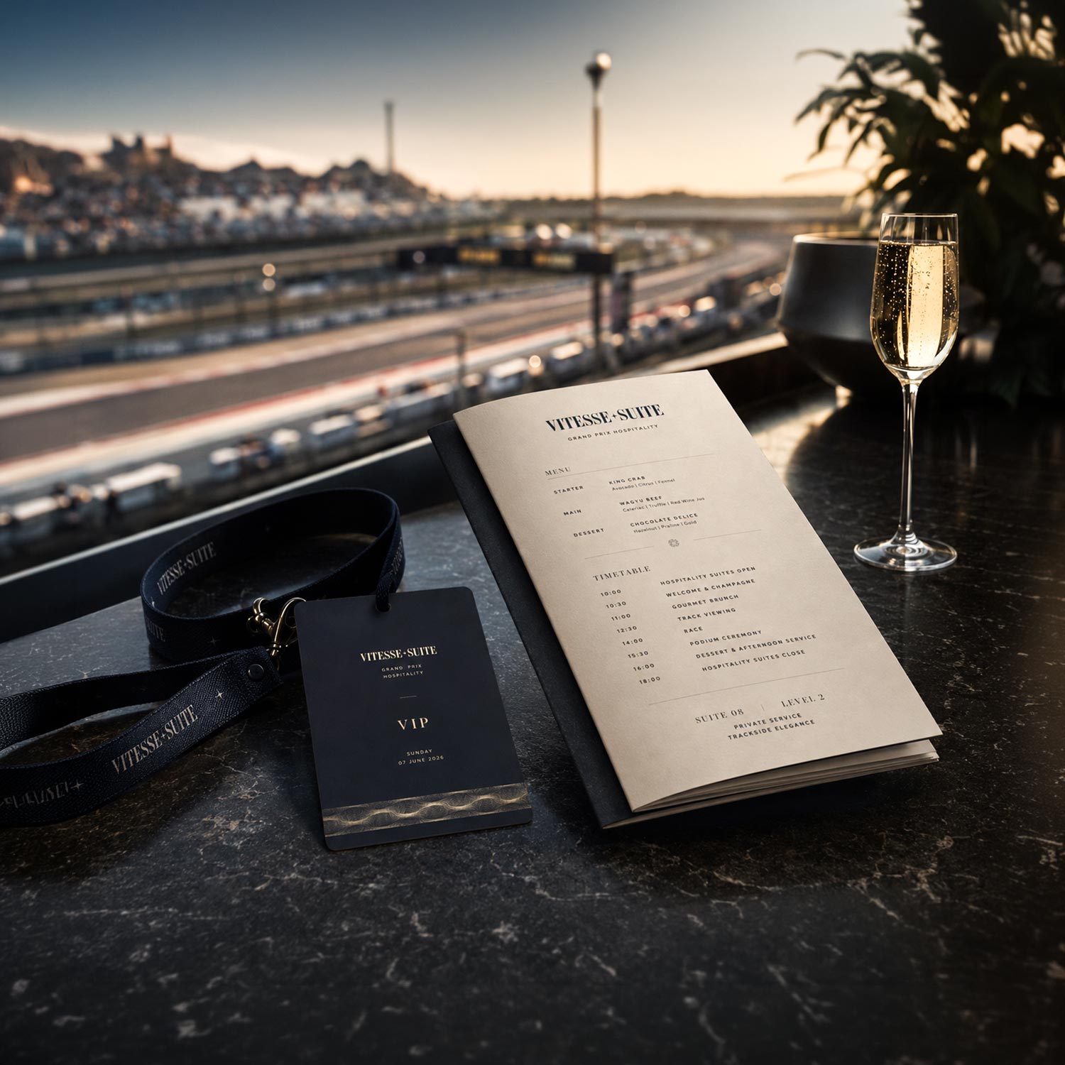 Vitesse Suite Branding mit VIP-Pass, Menü und Welcome Card
